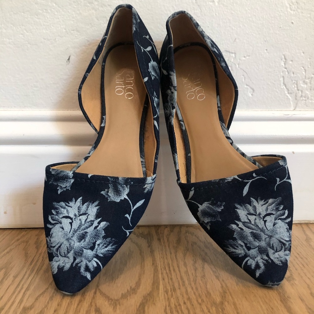 Franco Sarto denim floral flats